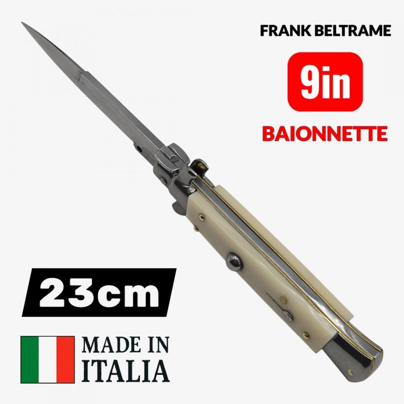 couteau automatique Frank Beltrame baïonnette 23cm imitation ivoire