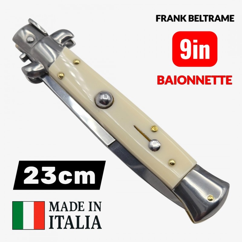couteau automatique Frank Beltrame baïonnette 23cm imitation ivoire