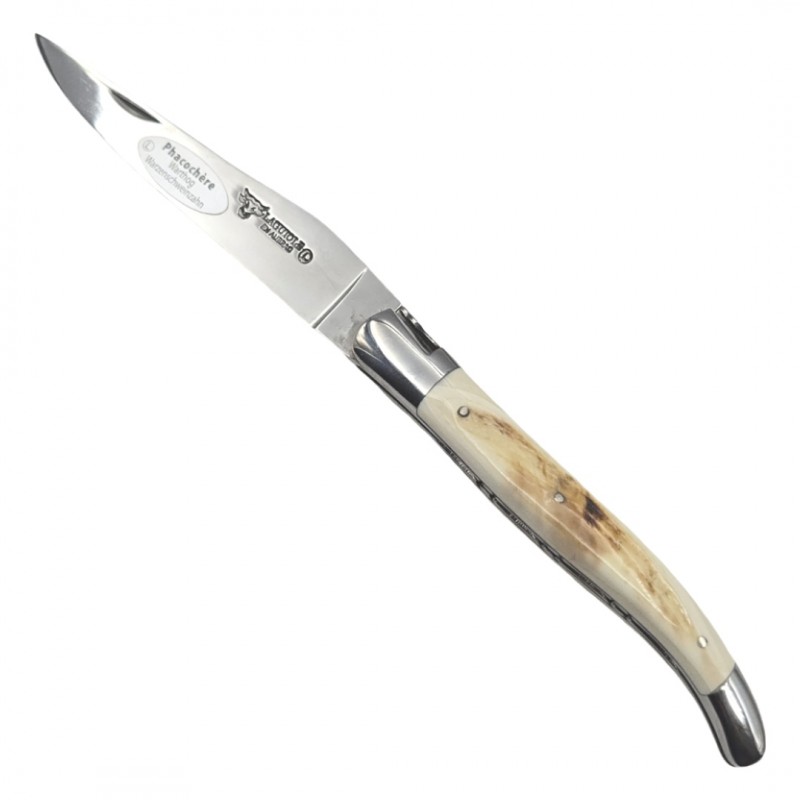 Couteau Laguiole en Aubrac ivoire phacochère double platine