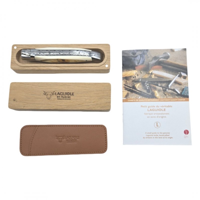 Couteau Laguiole en Aubrac ivoire phacochère double platine