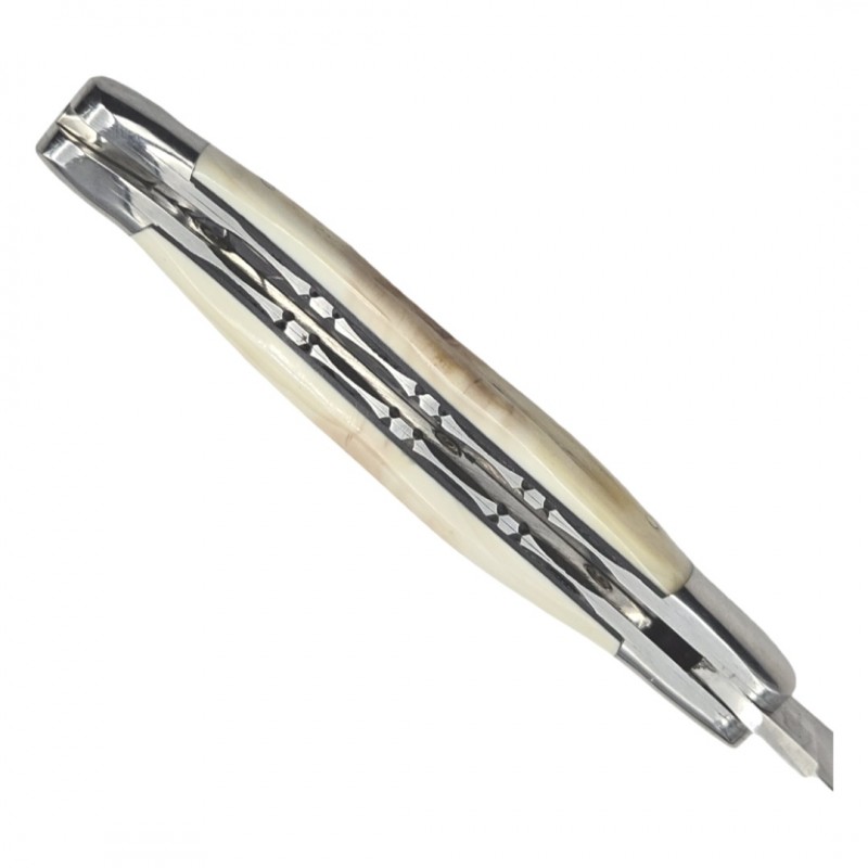 Couteau Laguiole en Aubrac ivoire phacochère double platine