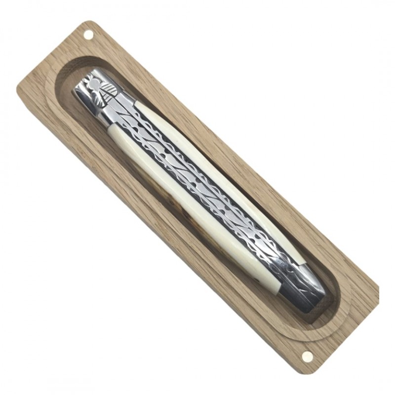 Couteau Laguiole en Aubrac ivoire phacochère double platine