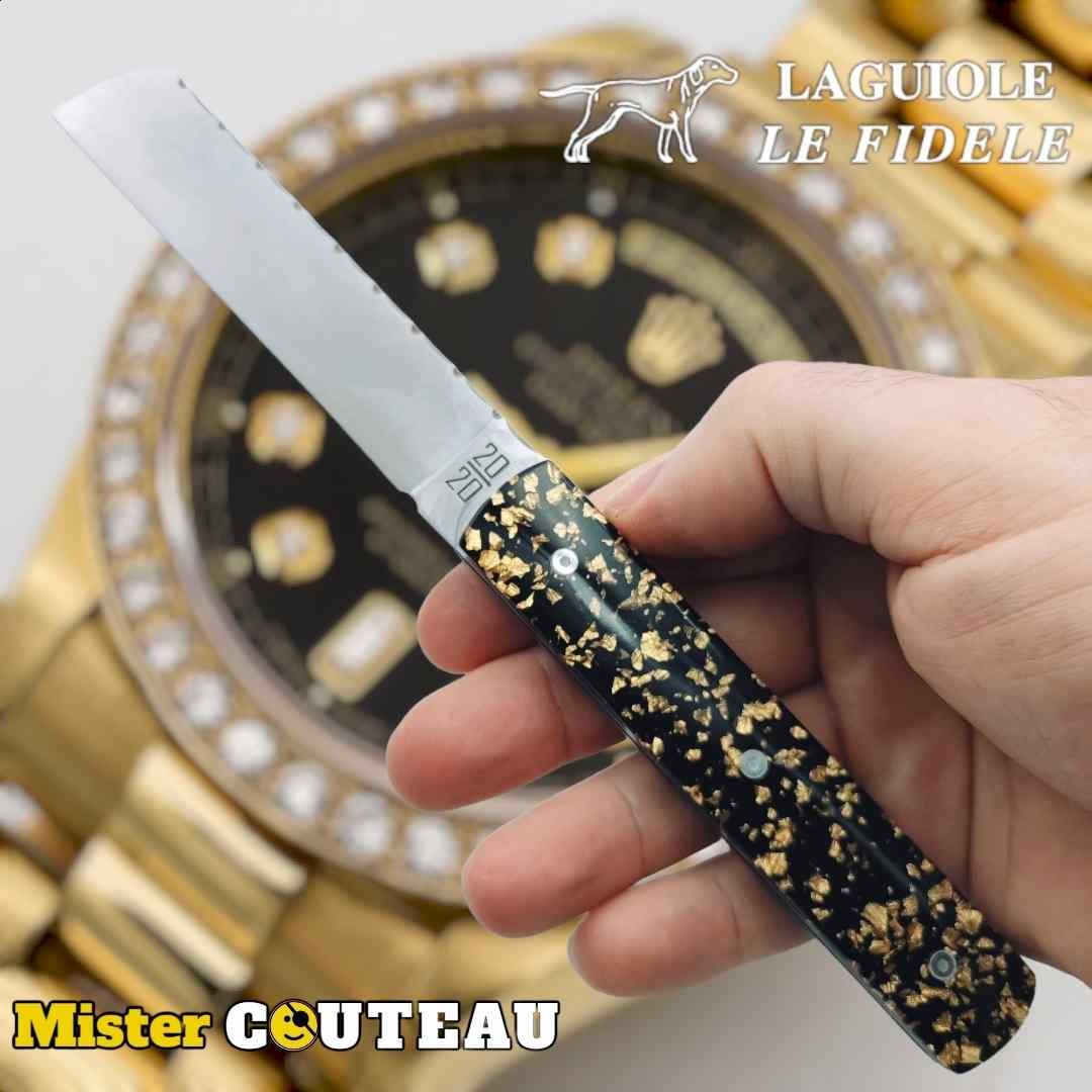 Couteau  20/20 Le Fidèle feuille d'or full guillochage