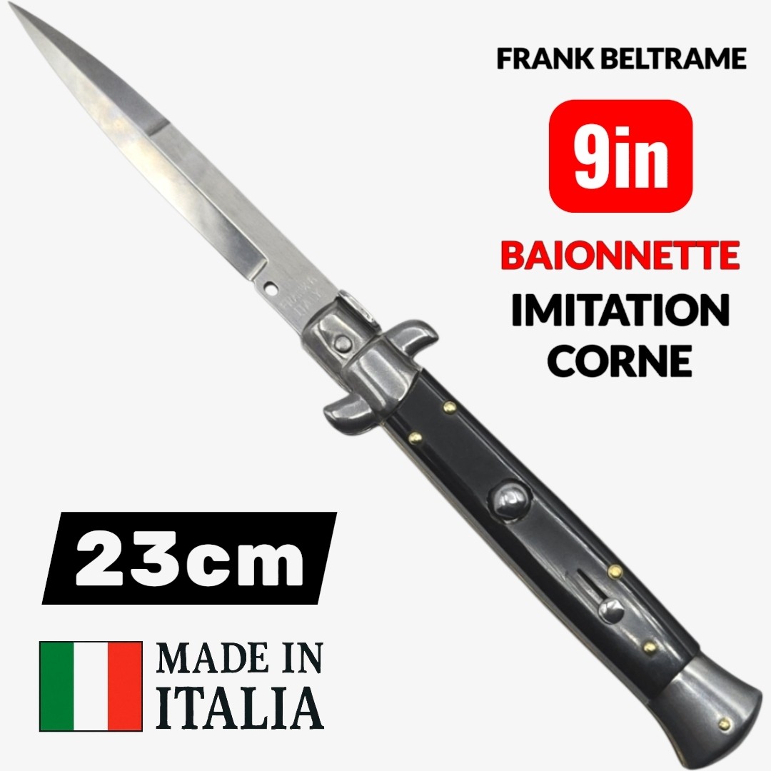 Couteau automatique Frank Beltrame Baïonnette imitation corne 23cm
