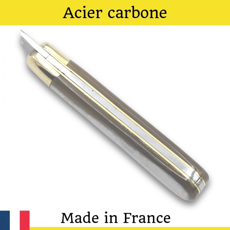 Couteau serpette Chevalieras corne claire lame carbone 16.5cm