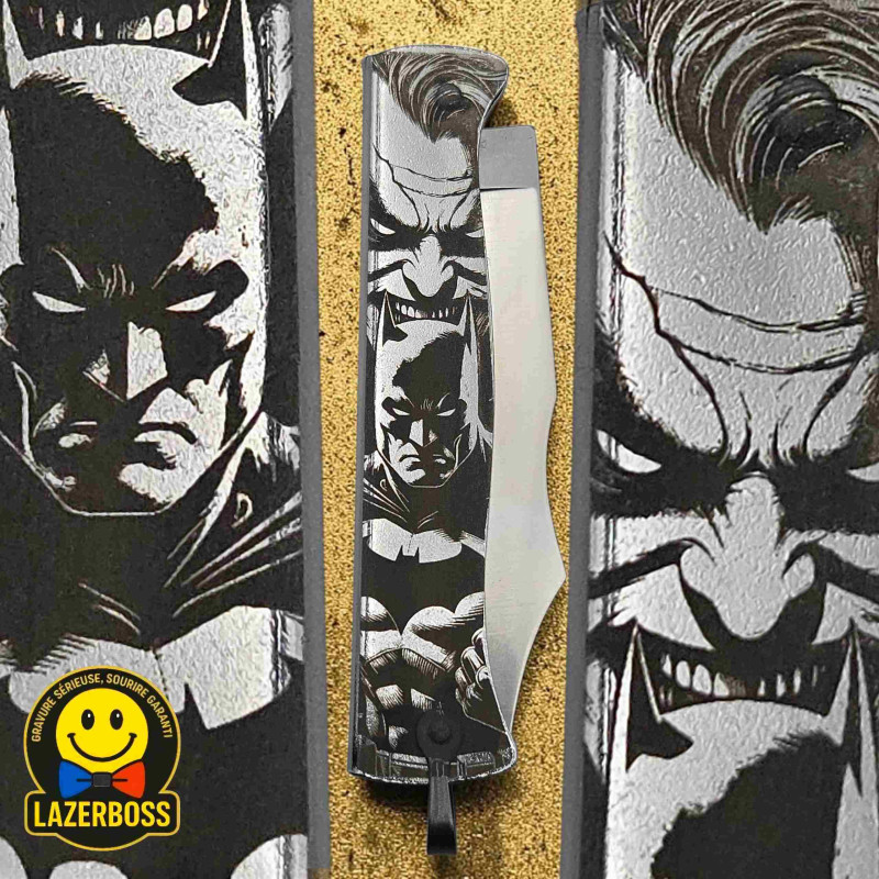 Couteau Douk-Douk "Batman vs Joker" – Gravure Laser Intégrale – Lazerboss Edition