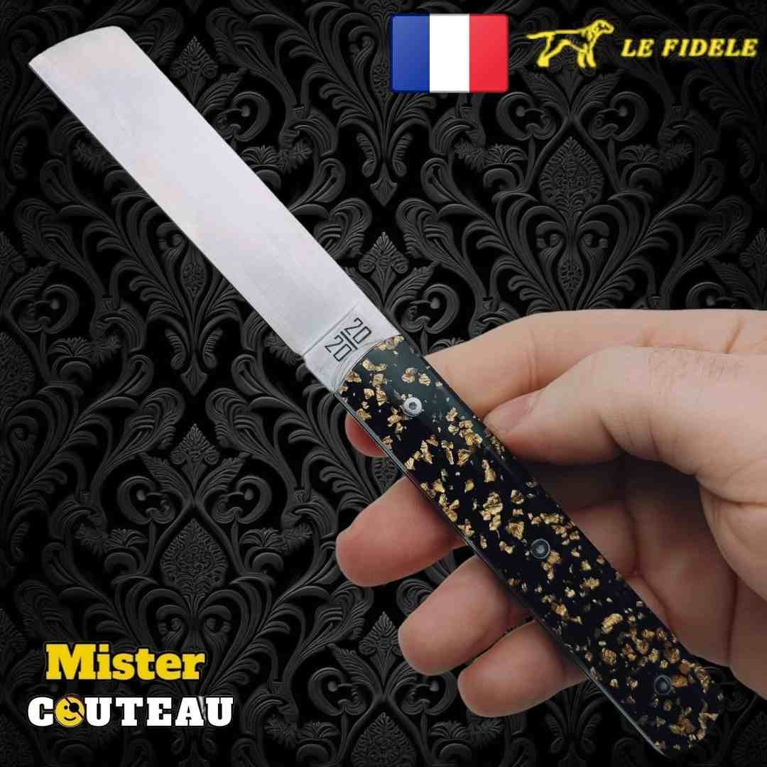Couteau  20/20 Le Fidèle feuilles d'or gravure laser