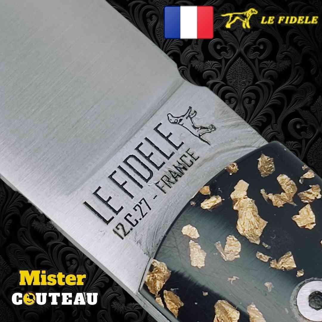 Couteau  20/20 Le Fidèle feuilles d'or gravure laser