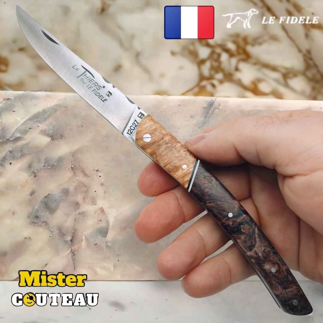 Couteau Thiers par Le Fidèle érable peuplier en bois précieux bi matière modèle 9
