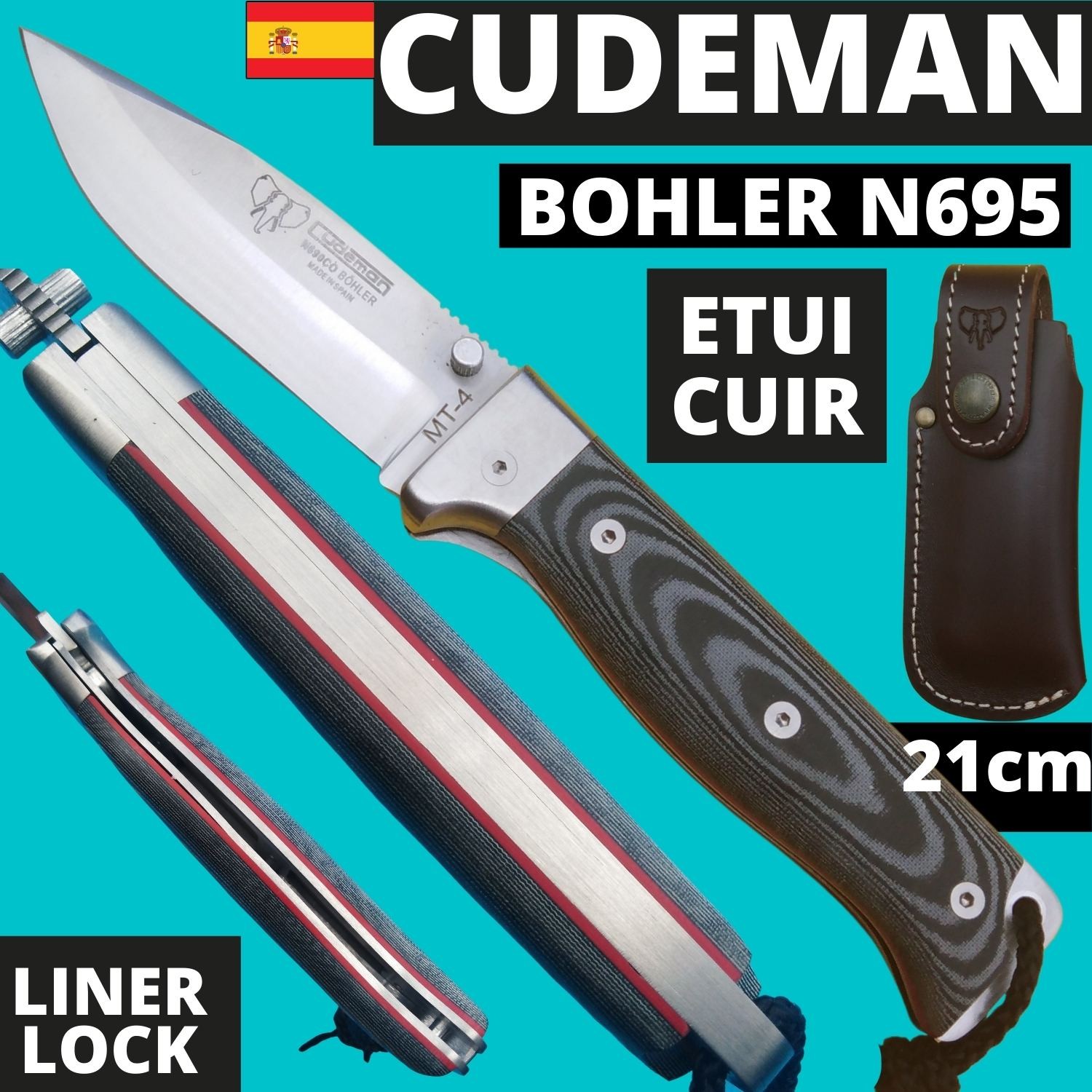 Couteau pliant Cudeman MT4 en micarta noir