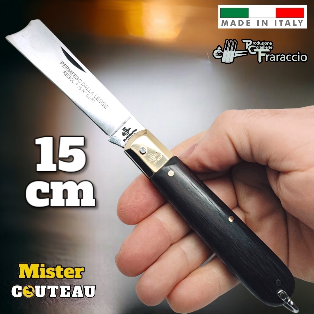 Couteau Fraraccio permesso de la legge palissandre mitre laiton 15 cm