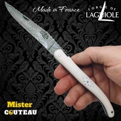 Couteau Forge Laguiole Custom tête de mort Rambaud bandana manche os