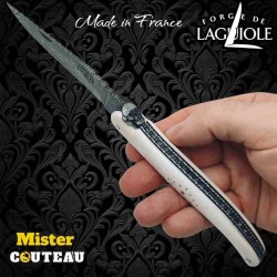 Couteau Forge Laguiole Custom tête de mort Rambaud bandana manche os