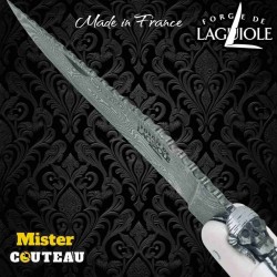 Couteau Forge Laguiole Custom tête de mort Rambaud bandana manche os