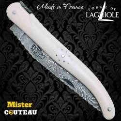 Couteau Forge Laguiole Custom tête de mort Rambaud bandana manche os