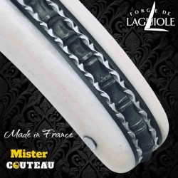 Couteau Forge Laguiole Custom tête de mort Rambaud bandana manche os