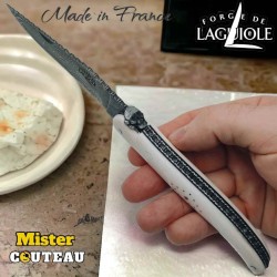Couteau Forge Laguiole Custom tête de mort Rambaud bandana manche os