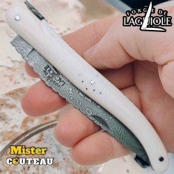 Couteau Forge Laguiole Custom tête de mort Rambaud bandana manche os