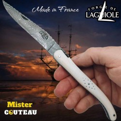 Couteau Forge Laguiole Custom tête de mort Rambaud bandana manche os