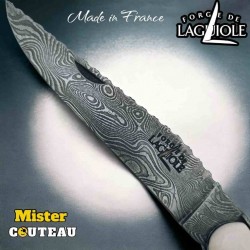 Couteau Forge Laguiole Custom tête de mort Rambaud bandana manche os