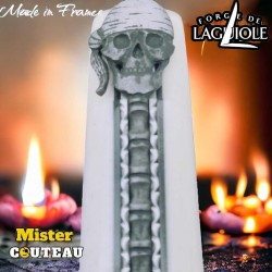 Couteau Forge Laguiole Custom tête de mort Rambaud bandana manche os