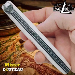Couteau Forge Laguiole Custom tête de mort Rambaud bandana manche os