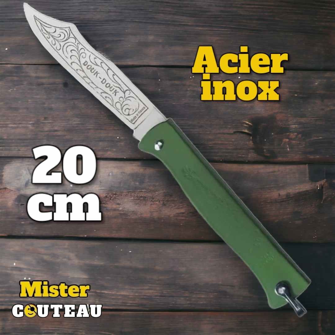 Couteau Douk Douk manche vert thermolaqué 20cm lame inox 14c28