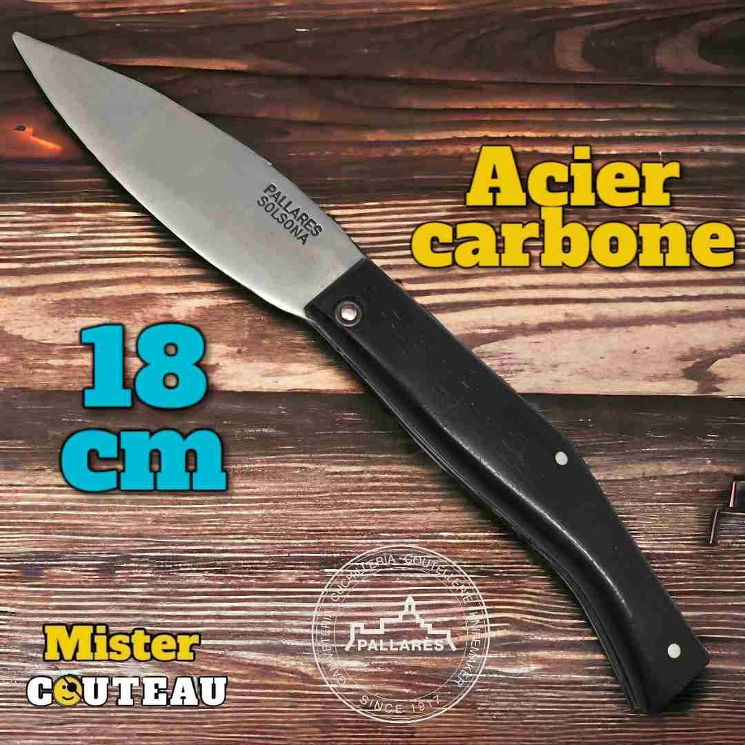 Couteau Pallares berger des Pyrénées bois ébène lame carbone 18cm