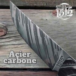 Couteau atelier 1515 manu Laplace impala mouflon lame carbone eau forte