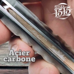 Couteau atelier 1515 manu Laplace impala mouflon lame carbone eau forte