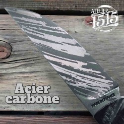 Couteau atelier 1515 manu Laplace impala mouflon lame carbone eau forte