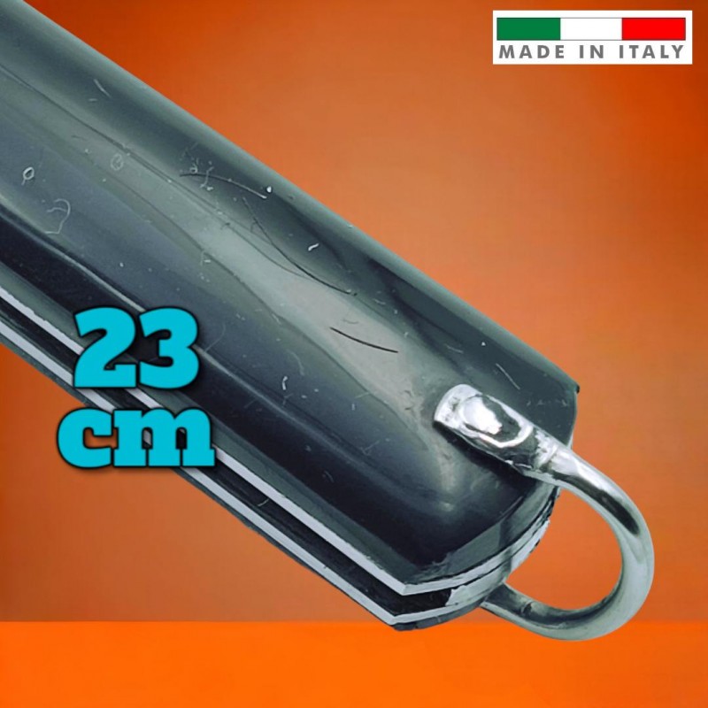 Couteau italien Fraraccio stiletto manche ABS noir mitre laiton 23 cm