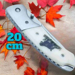 Couteau Albainox chien chasse Deluxe 20 cm manche ABS décoré