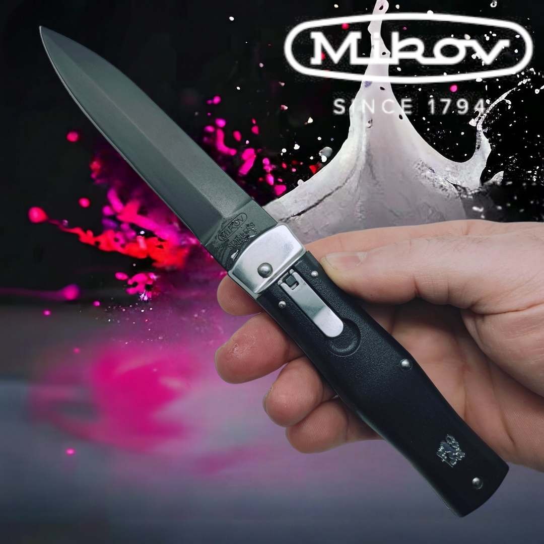 Couteau Mikov Predator ABS noir lame acier noire