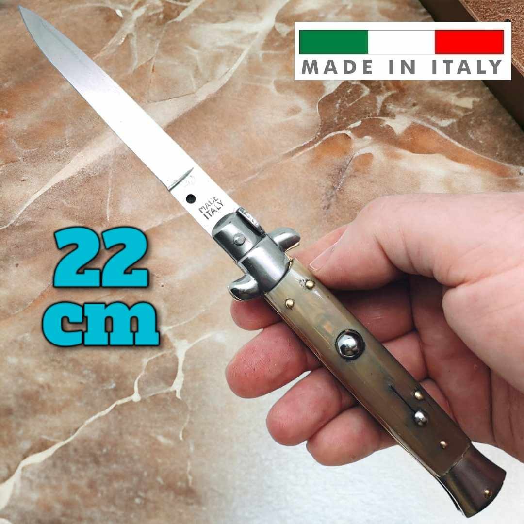 Couteau automatique italien cran d’arrêt corne claire 22 cm