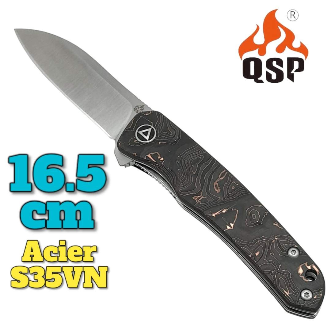 Couteau QSP Otter QS140B1 fibre de carbone cuivre 16.5