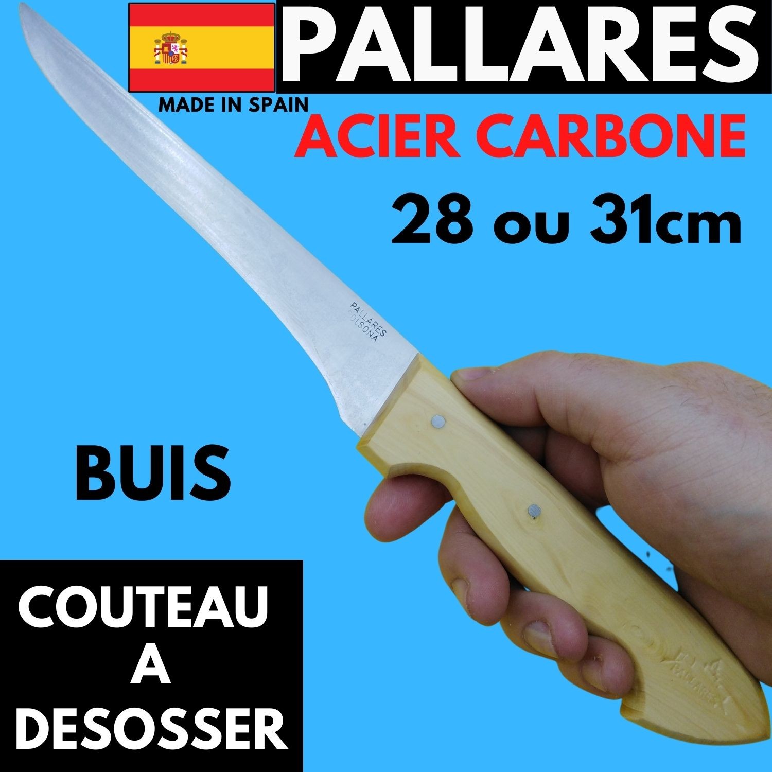 Couteau de cuisine Pallarès Solsona - Couteau d'office 10 cm acier carbone