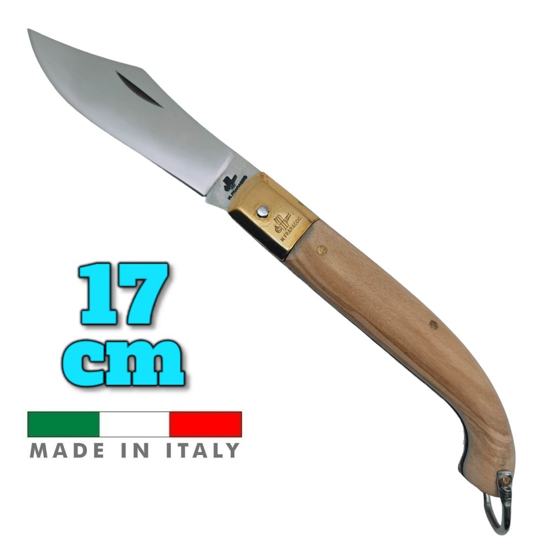 Couteau italien Fraraccio PCF Pugliese olivier mitre laiton 17 cm