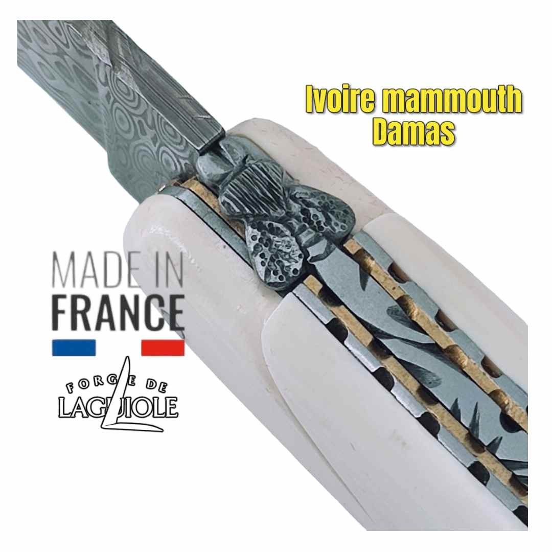 Couteau pliant Forge de Laguiole ivoire mammouth lame damas