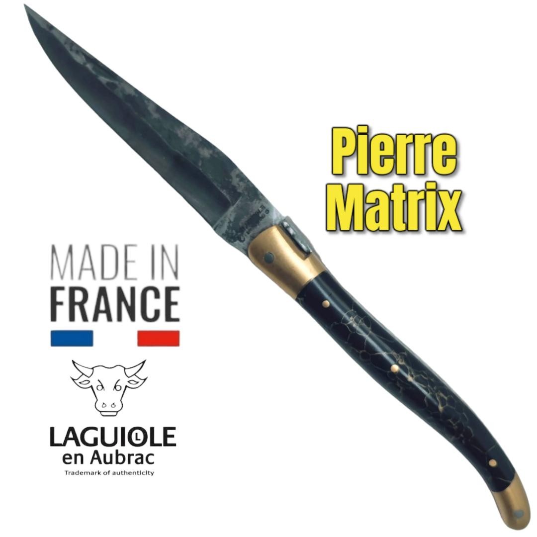 Couteau pliant Laguiole en Aubrac pierre noire matrix