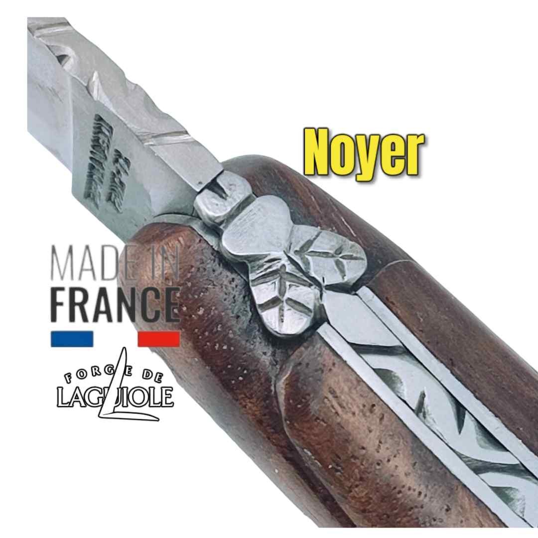 Couteau pliant Forge de Laguiole bois de noyer mouche forgée